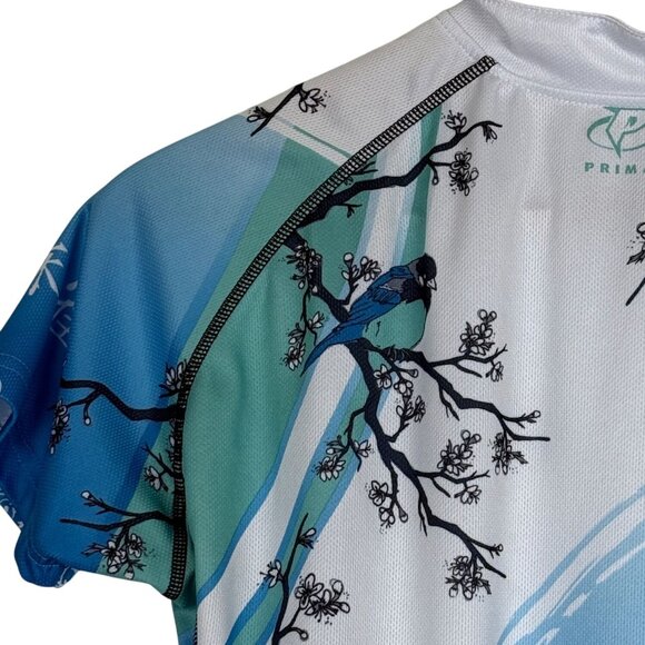 Primal Women's Cycling Jersey Small? Blue Birds Print Short Sleeve Back Pockets - Picture 8 of 11